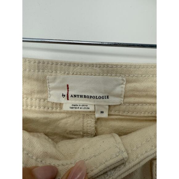By Anthropologie Carpenter Pants Women 30 Ivory Utility Casual Versatile - Picture 6 of 12